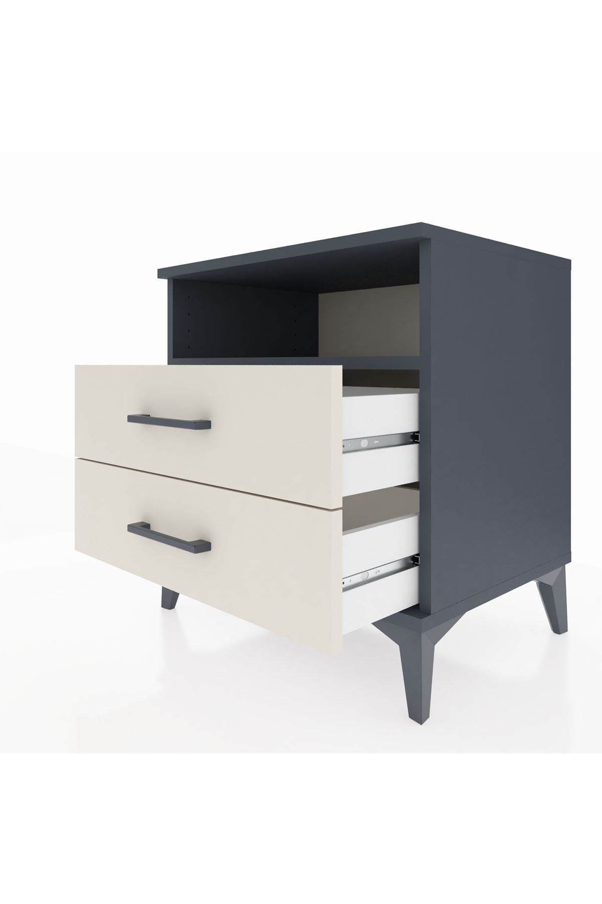 Hyperion Komodin Tek Raflı 2 Çekmeceli 60x44x64 Antrasit-Aytaşı