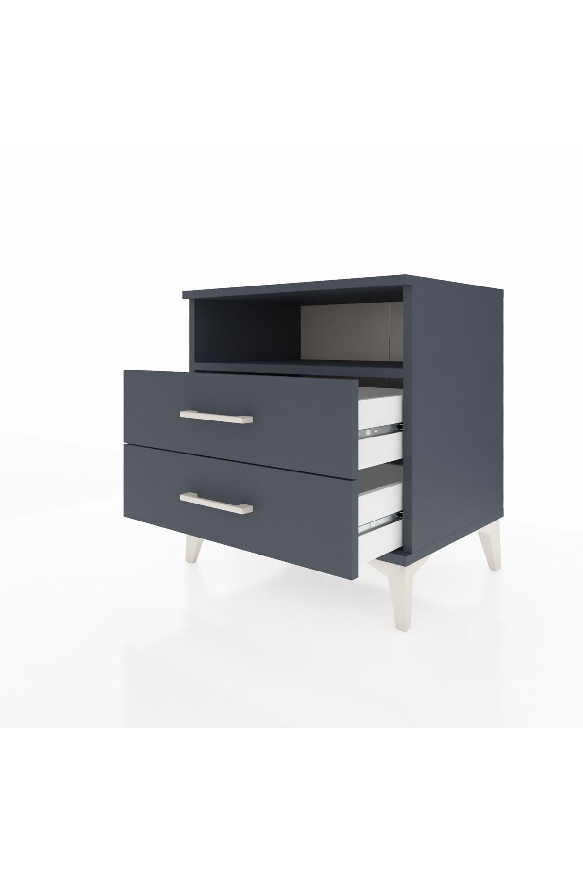 Hyperion Komodin Tek Raflı 2 Çekmeceli 60x44x64 Antrasit-Antrasit