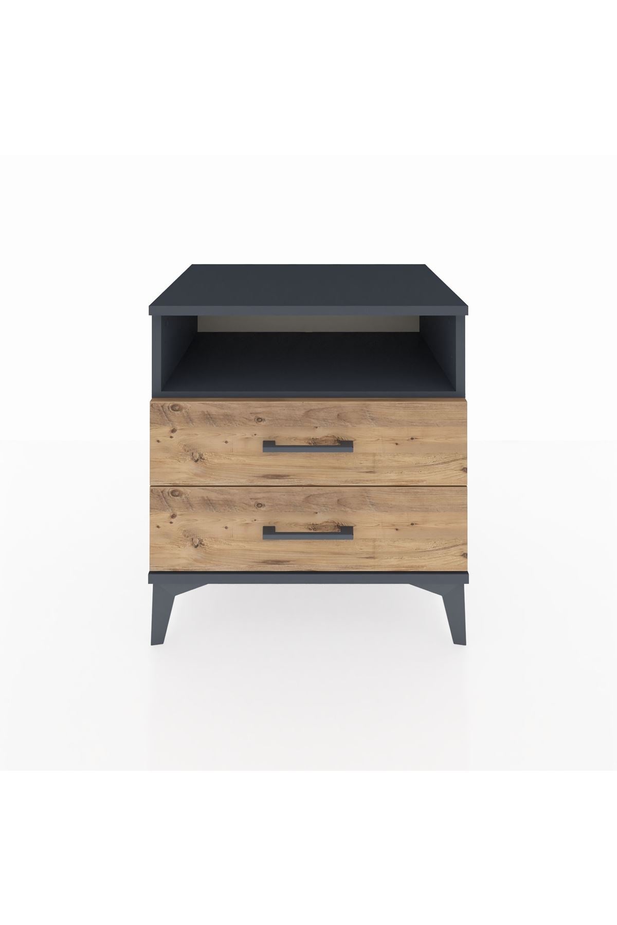 Hyperion Komodin Tek Raflı 2 Çekmeceli 60x44x64 Antrasit-Çam