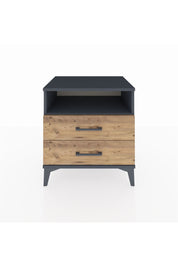 Hyperion Komodin Tek Raflı 2 Çekmeceli 60x44x64 Antrasit-Çam