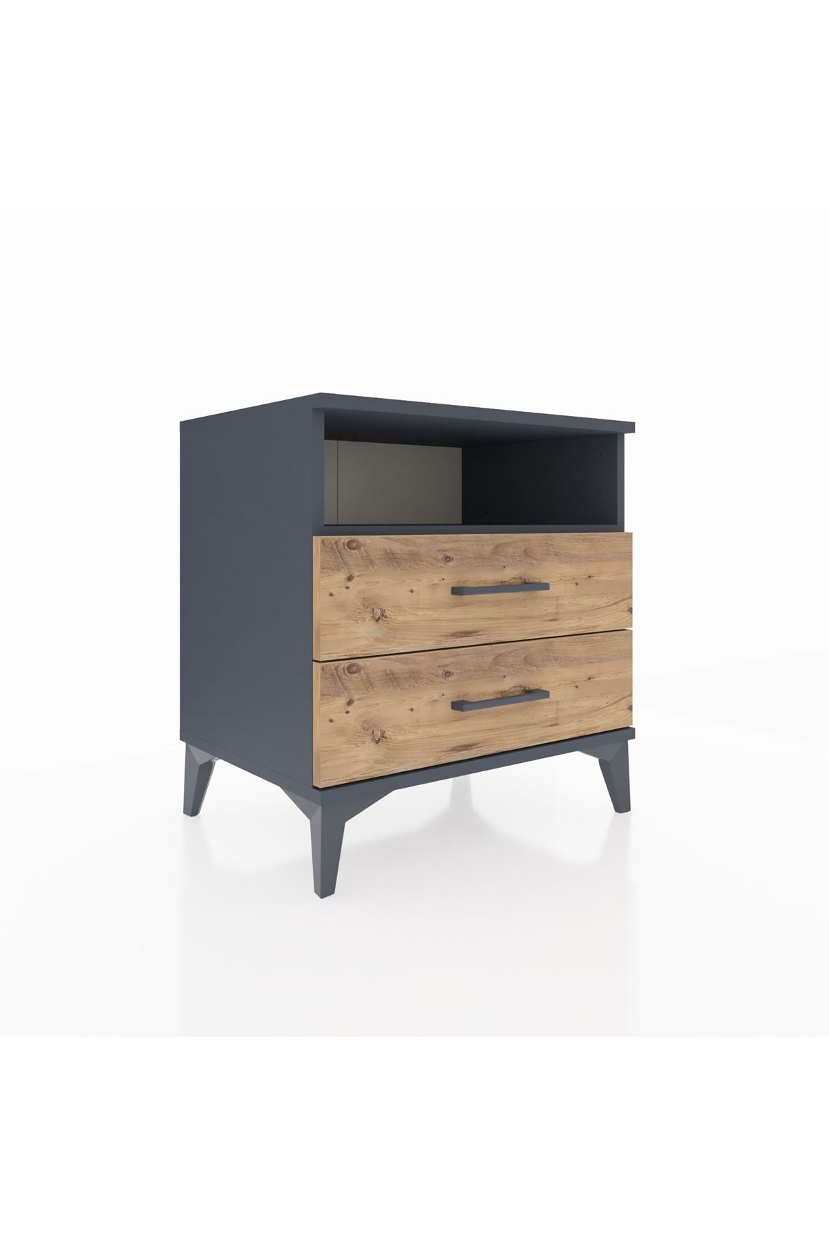 Hyperion Komodin Tek Raflı 2 Çekmeceli 60x44x64 Antrasit-Çam