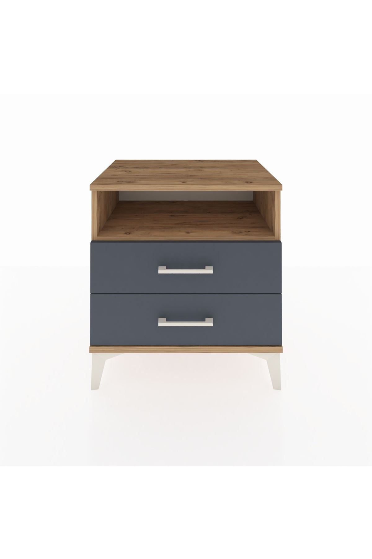 Hyperion Komodin Tek Raflı 2 Çekmeceli 60x44x64 Çam-Antrasit