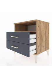 Hyperion Komodin Tek Raflı 2 Çekmeceli 60x44x64 Çam-Antrasit