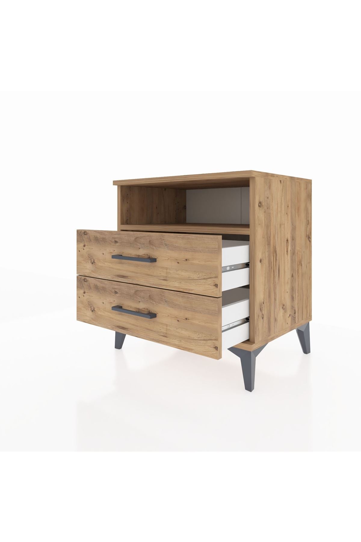 Hyperion Komodin Tek Raflı 2 Çekmeceli 60x44x64 Çam-Çam