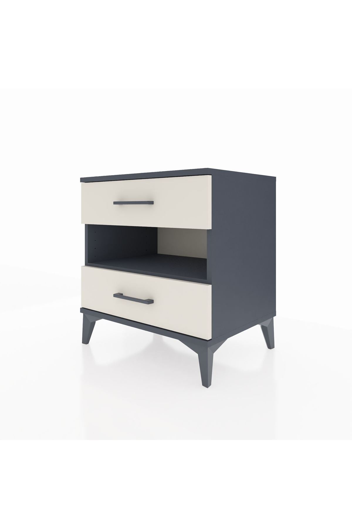 Hyperion Komodin Tek Raflı 2 Çekmeceli 60x44x64 Antrasit-Aytaşı