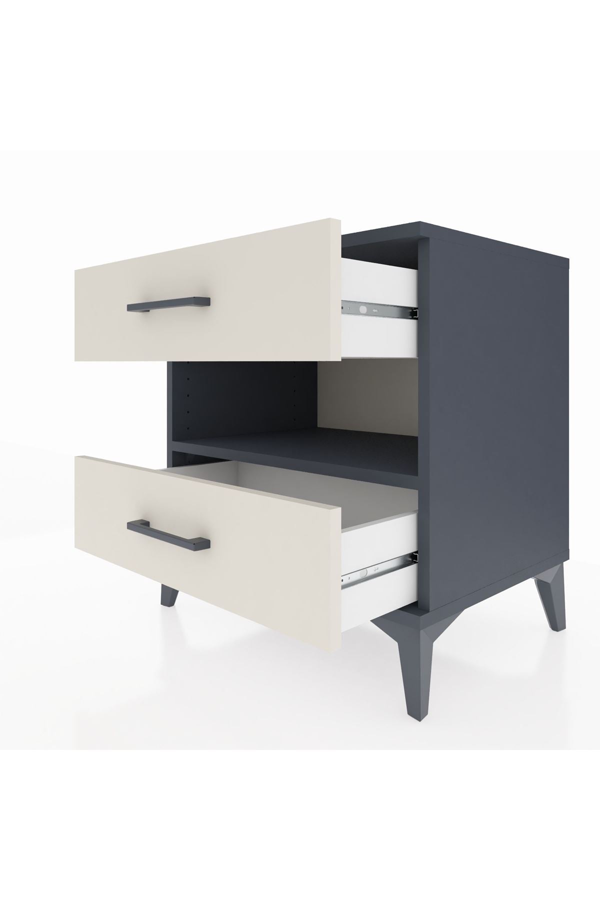 Hyperion Komodin Tek Raflı 2 Çekmeceli 60x44x64 Antrasit-Aytaşı