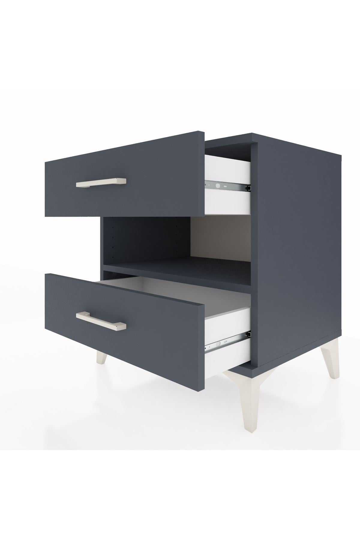 Hyperion Komodin Tek Raflı 2 Çekmeceli 60x44x64 Antrasit-Antrasit