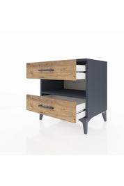 Hyperion Komodin Tek Raflı 2 Çekmeceli 60x44x64 Antrasit-Çam