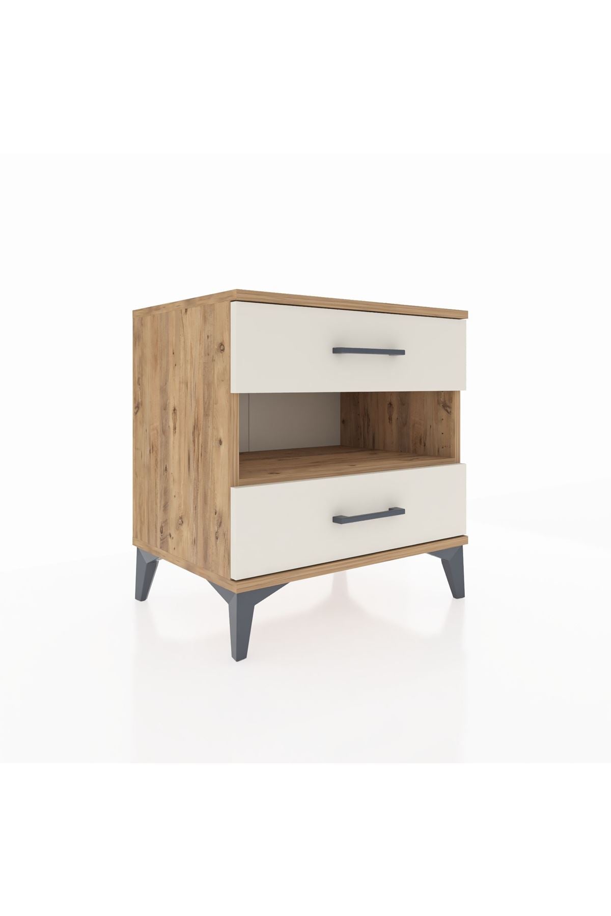 Hyperion Komodin Tek Raflı 2 Çekmeceli 60x44x64 Çam-Aytaşı