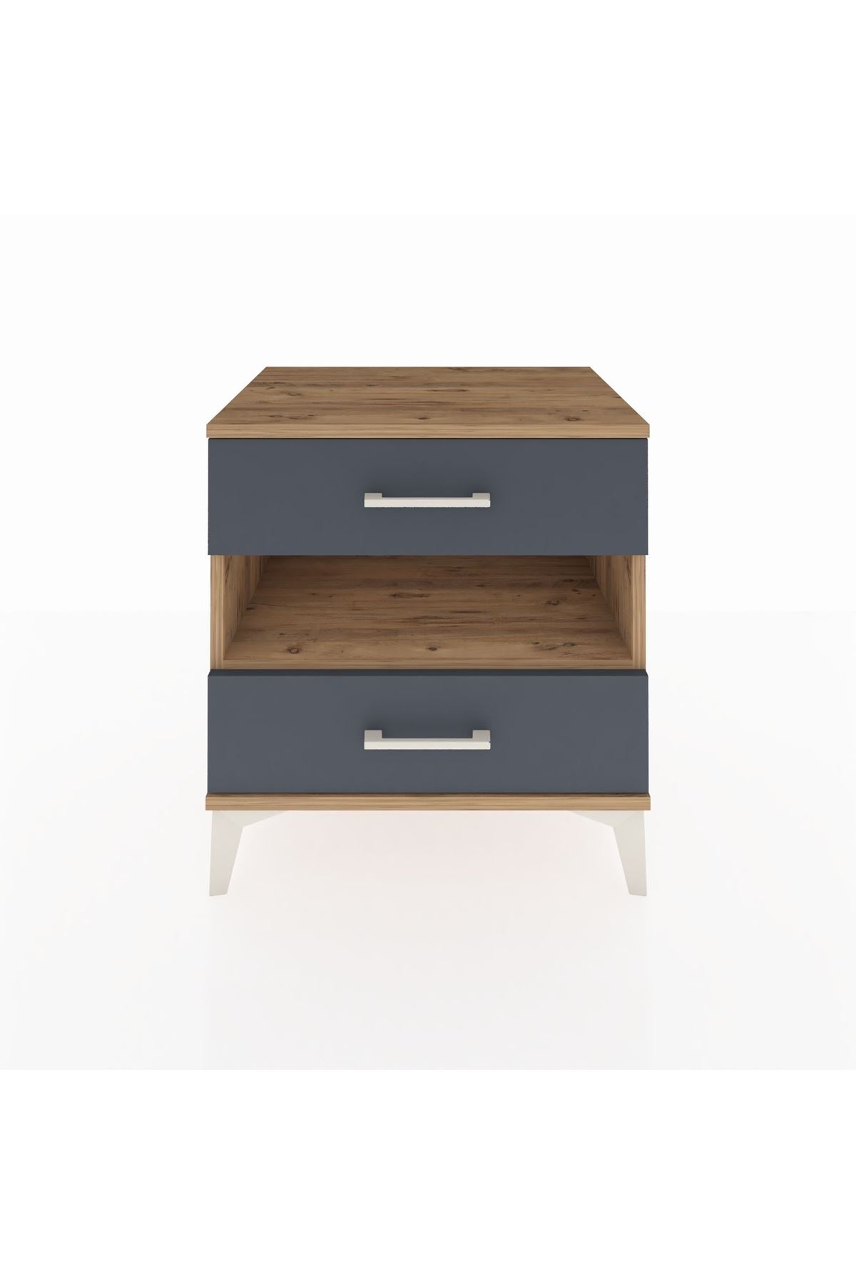 Hyperion Komodin Tek Raflı 2 Çekmeceli 60x44x64 Çam-Antrasit