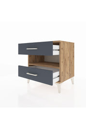 Hyperion Komodin Tek Raflı 2 Çekmeceli 60x44x64 Çam-Antrasit