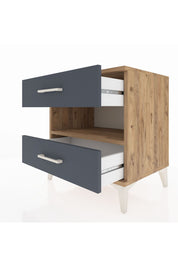 Hyperion Komodin Tek Raflı 2 Çekmeceli 60x44x64 Çam-Antrasit