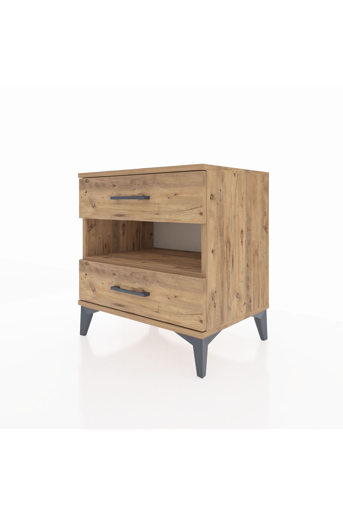 Hyperion Komodin Tek Raflı 2 Çekmeceli 60x44x64 Çam-Çam