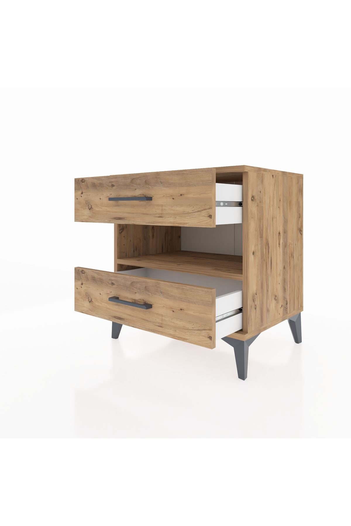 Hyperion Komodin Tek Raflı 2 Çekmeceli 60x44x64 Çam-Çam