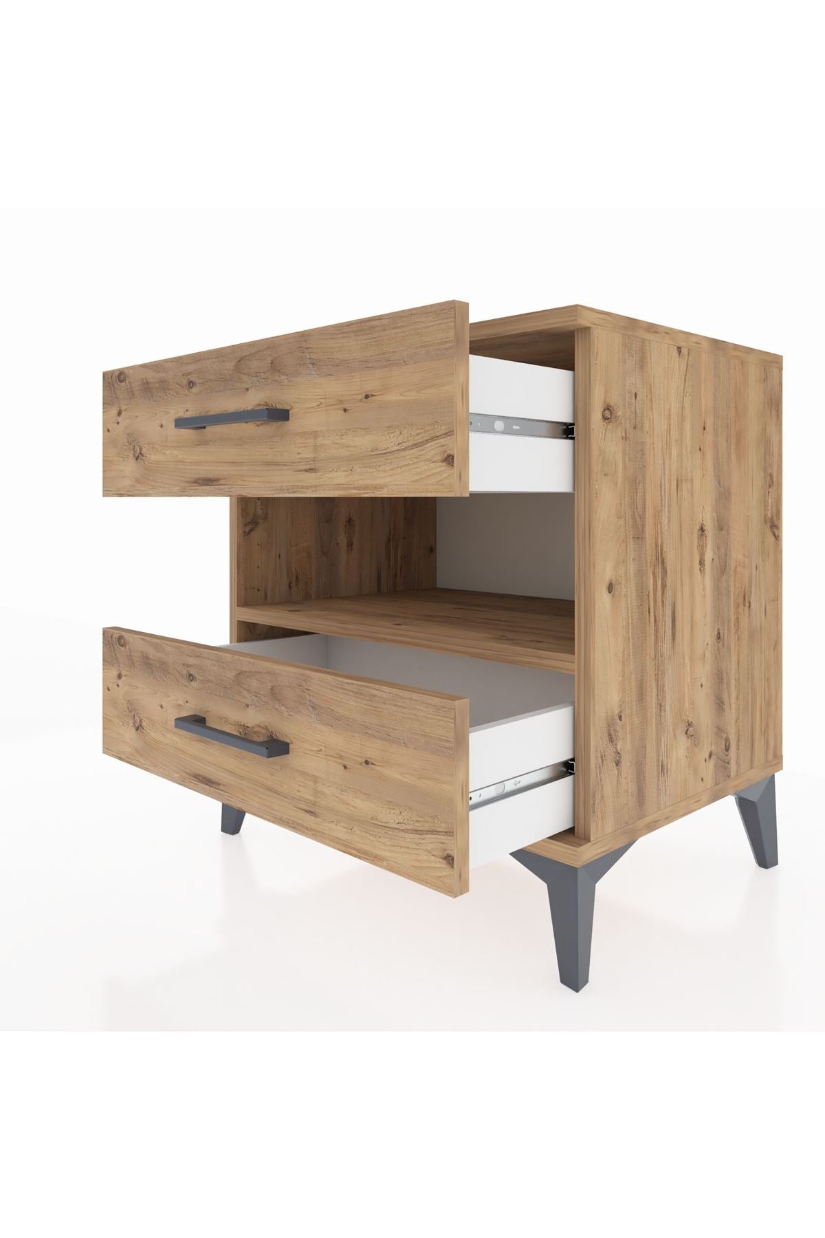 Hyperion Komodin Tek Raflı 2 Çekmeceli 60x44x64 Çam-Çam