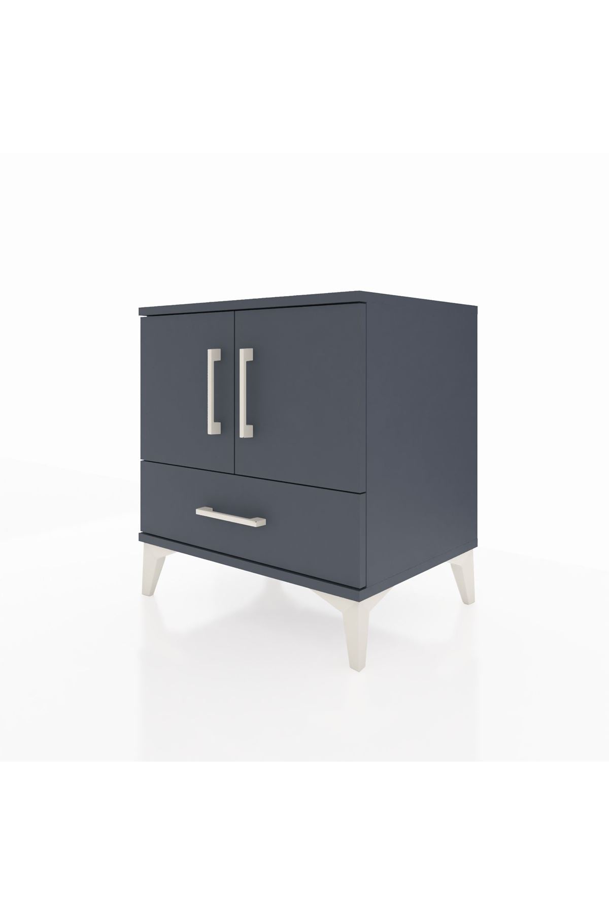 Hyperion Komodin 2 Raflı Tek Çekmeceli 2 Kapaklı 60x44x64 Antrasit-Antrasit