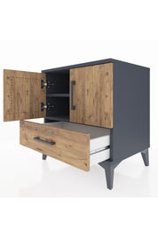 Hyperion Komodin 2 Raflı Tek Çekmeceli 2 Kapaklı 60x44x64 Antrasit-Çam