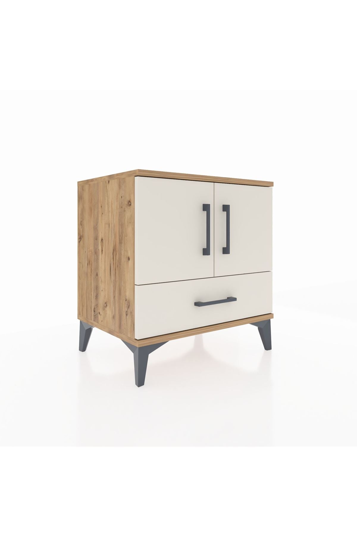 Hyperion Komodin 2 Raflı Tek Çekmeceli 2 Kapaklı 60x44x64 Çam-Aytaşı