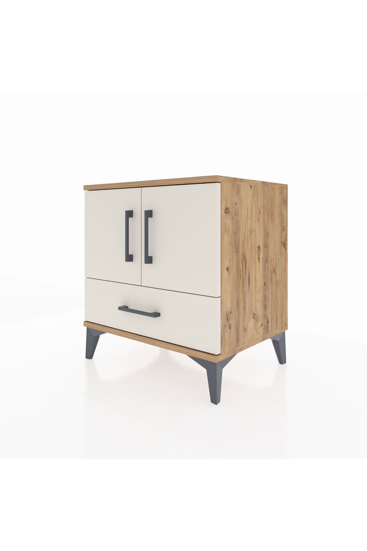 Hyperion Komodin 2 Raflı Tek Çekmeceli 2 Kapaklı 60x44x64 Çam-Aytaşı