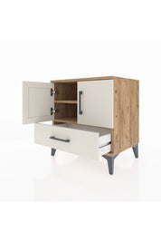 Hyperion Komodin 2 Raflı Tek Çekmeceli 2 Kapaklı 60x44x64 Çam-Aytaşı