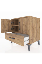 Hyperion Komodin 2 Raflı Tek Çekmeceli 2 Kapaklı 60x44x64 Çam-Çam