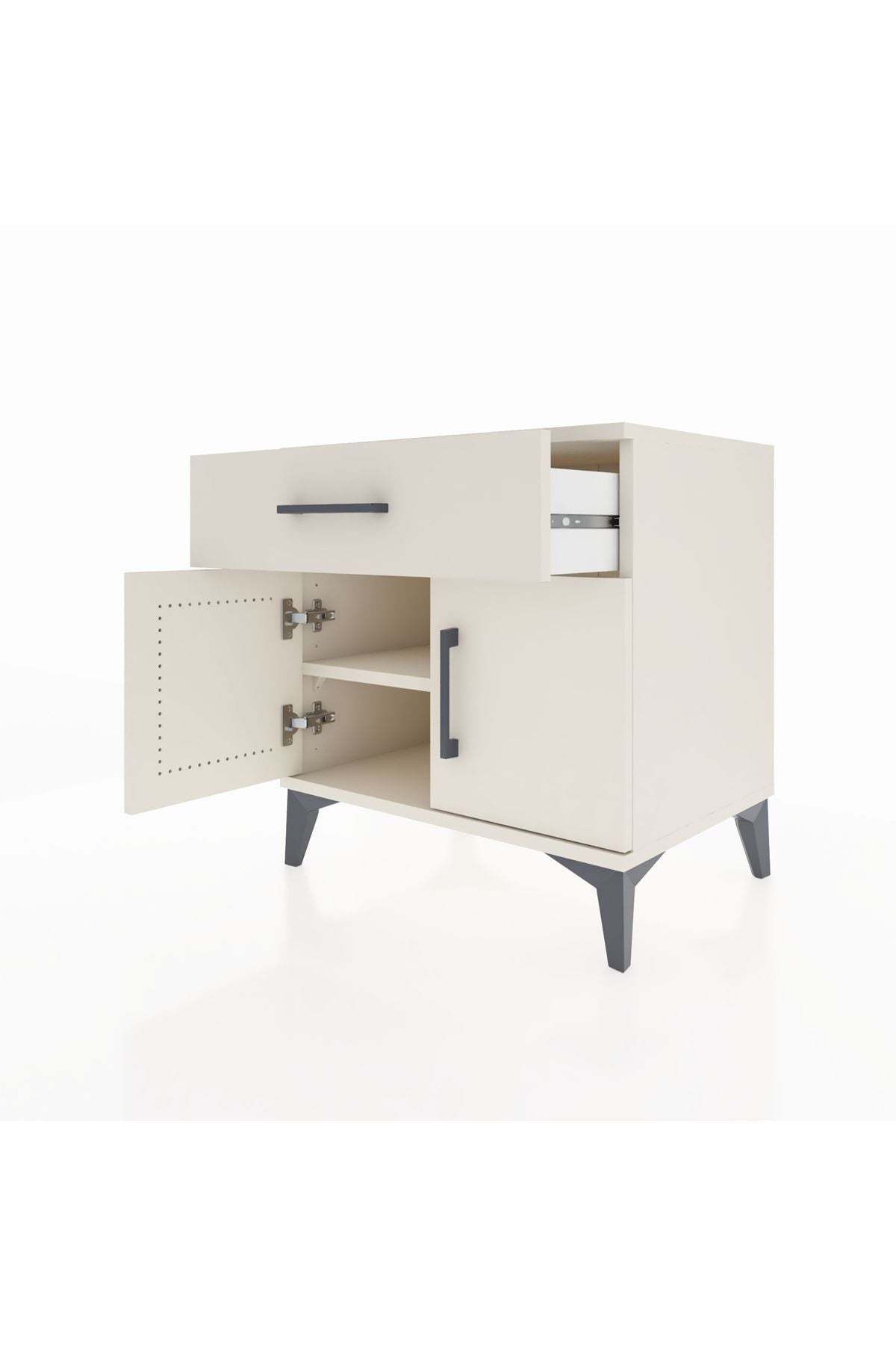 Hyperion Komodin Tek Raflı Tek Çekmeceli 2 Kapaklı 60x44x64 Aytaşı-Aytaşı