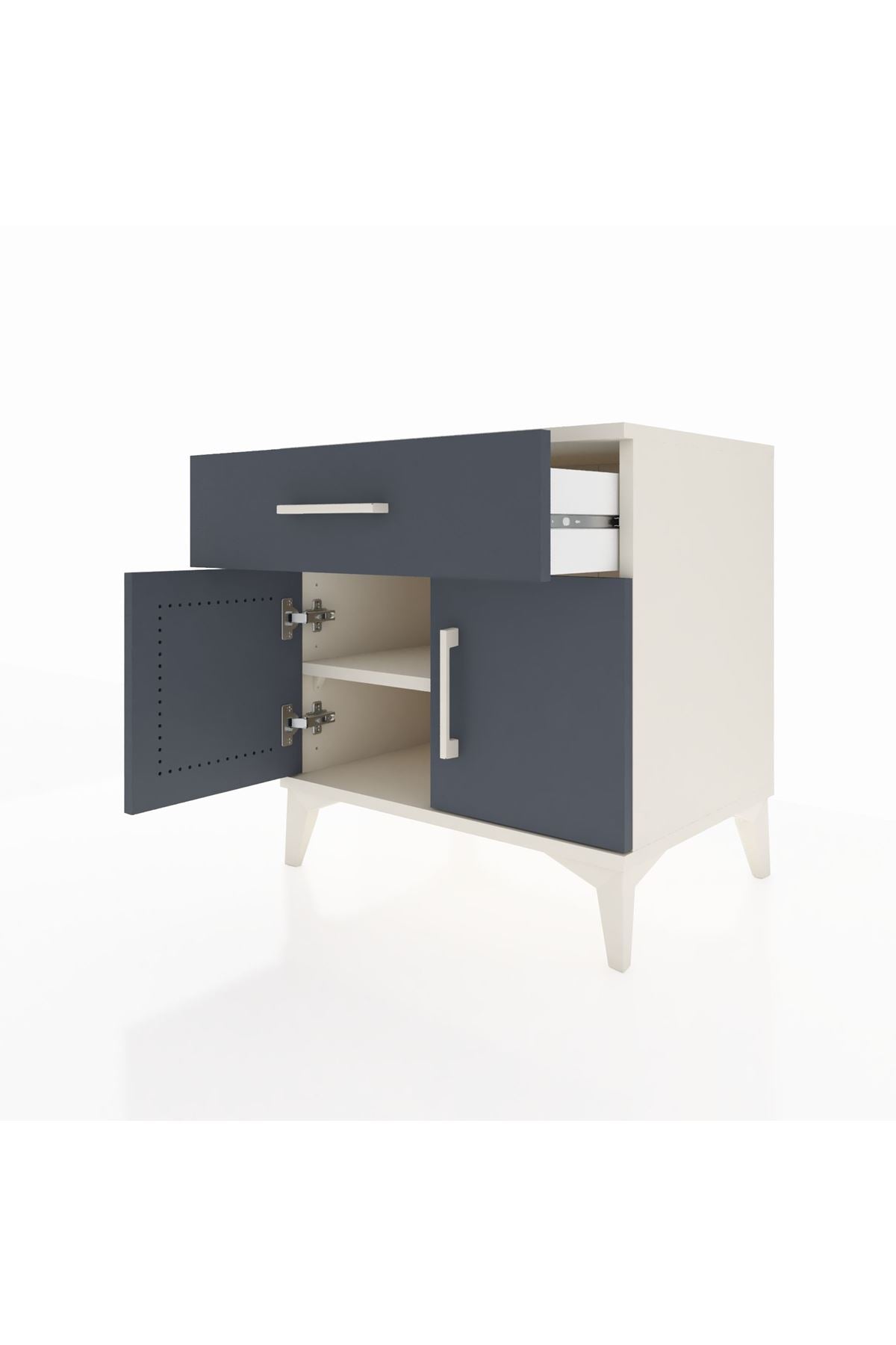 Hyperion Komodin Tek Raflı Tek Çekmeceli 2 Kapaklı 60x44x64 Aytaşı-Antrasit