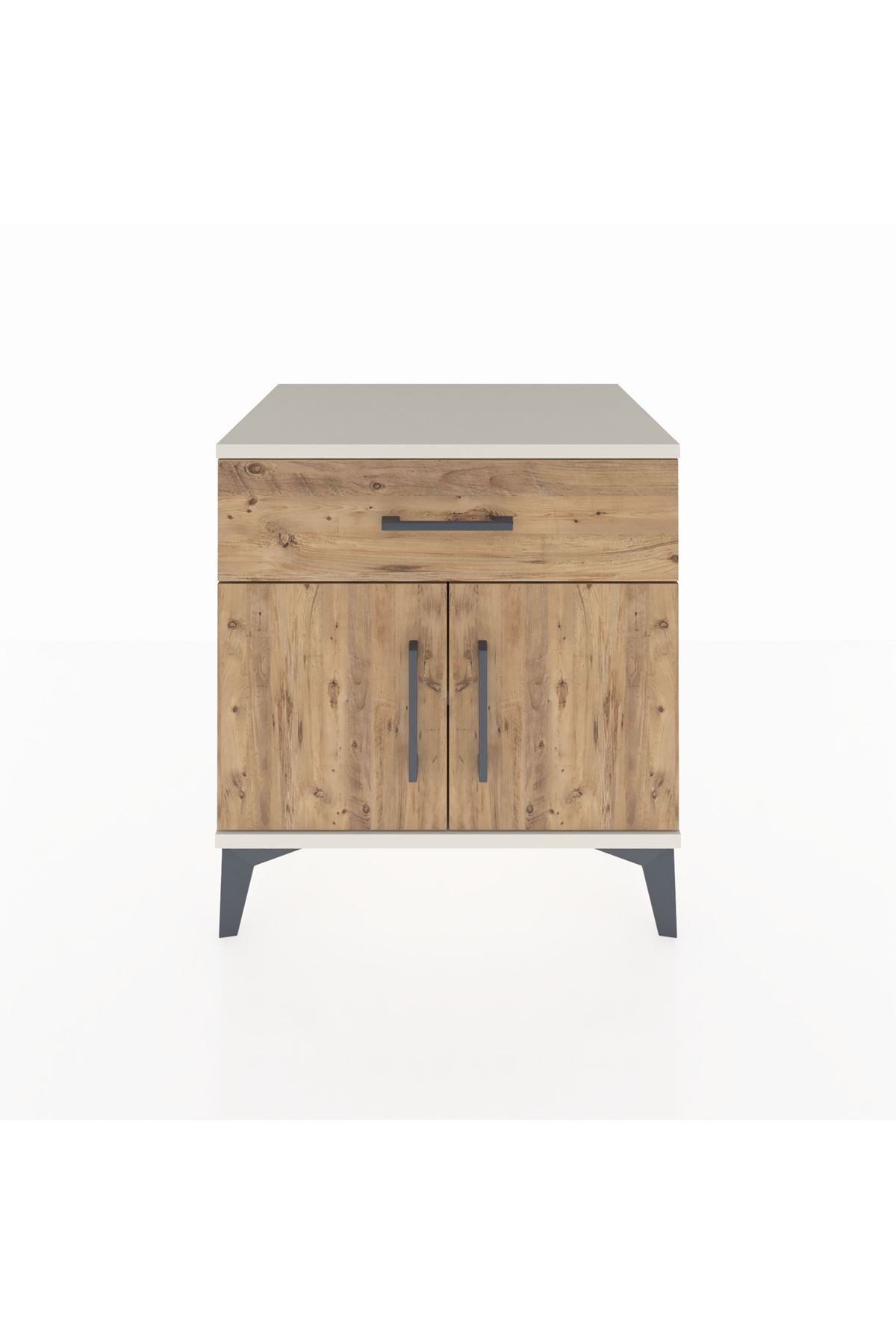 Hyperion Komodin Tek Raflı Tek Çekmeceli 2 Kapaklı 60x44x64 Aytaşı-Çam