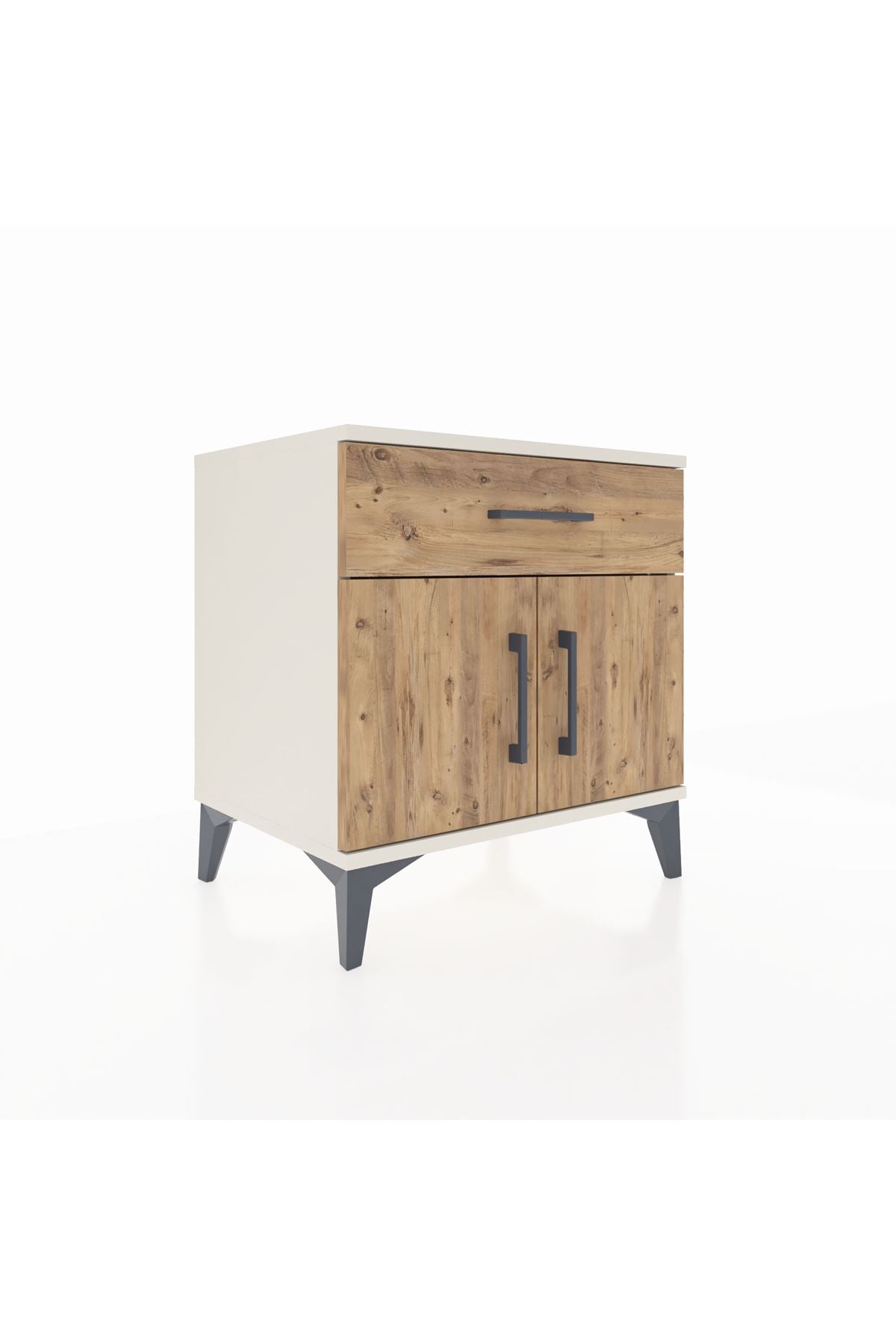 Hyperion Komodin Tek Raflı Tek Çekmeceli 2 Kapaklı 60x44x64 Aytaşı-Çam