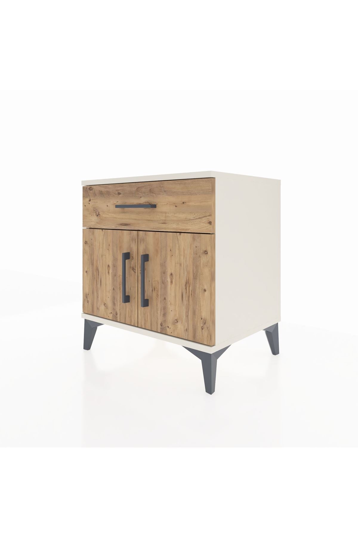 Hyperion Komodin Tek Raflı Tek Çekmeceli 2 Kapaklı 60x44x64 Aytaşı-Çam