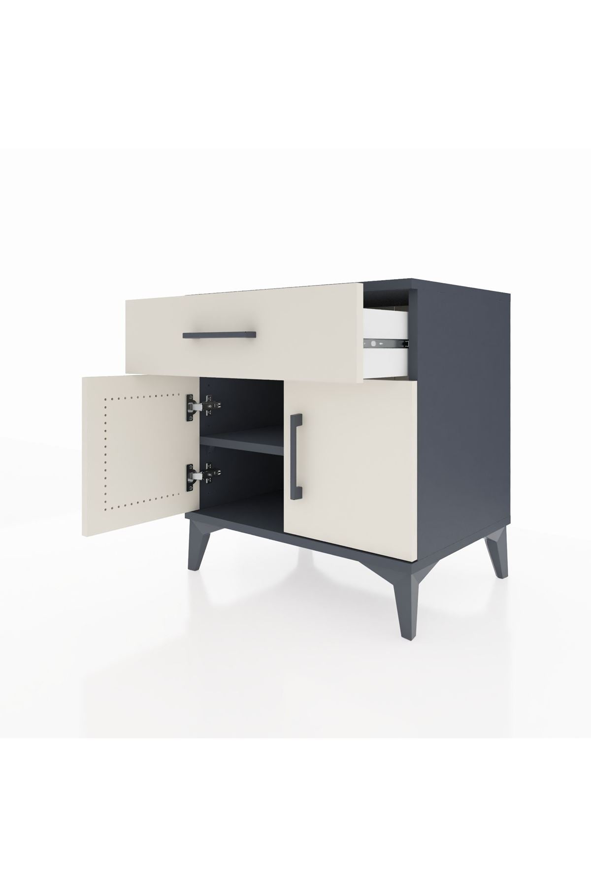 Hyperion Komodin Tek Raflı Tek Çekmeceli 2 Kapaklı 60x44x64 Antrasit-Aytaşı