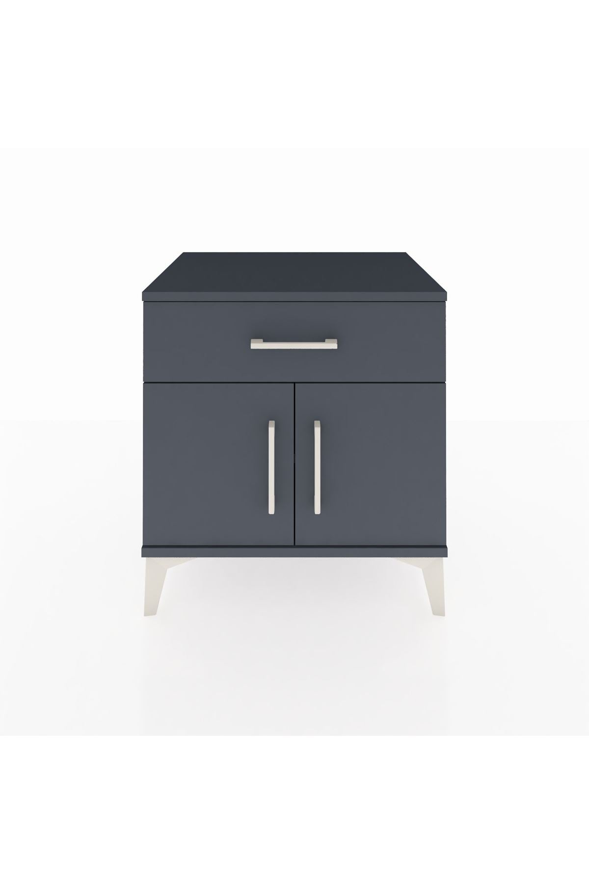 Hyperion Komodin Tek Raflı Tek Çekmeceli 2 Kapaklı 60x44x64 Antrasit-Antrasit