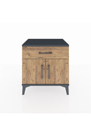 Hyperion Komodin Tek Raflı Tek Çekmeceli 2 Kapaklı 60x44x64 Antrasit-Çam