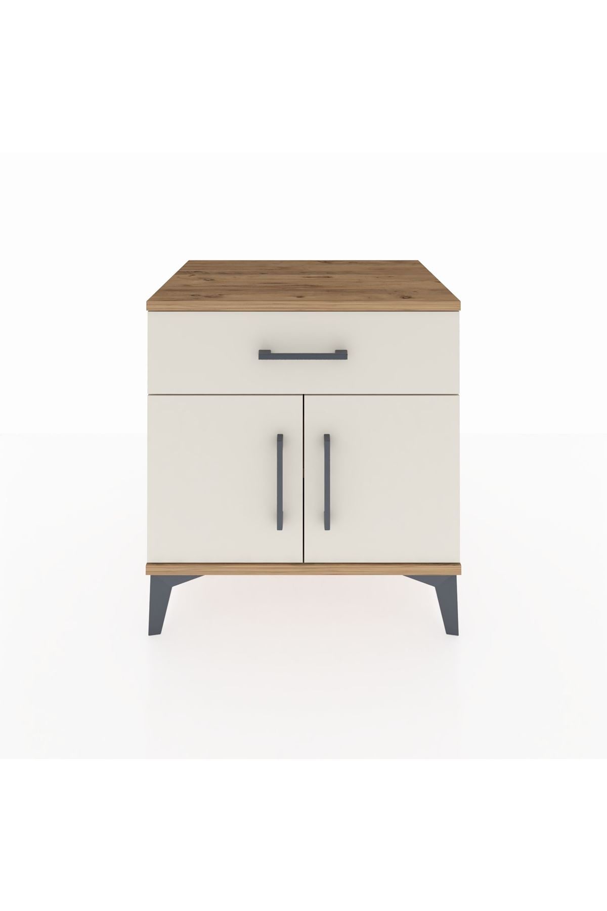 Hyperion Komodin Tek Raflı Tek Çekmeceli 2 Kapaklı 60x44x64 Çam-Aytaşı