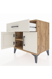 Hyperion Komodin Tek Raflı Tek Çekmeceli 2 Kapaklı 60x44x64 Çam-Aytaşı