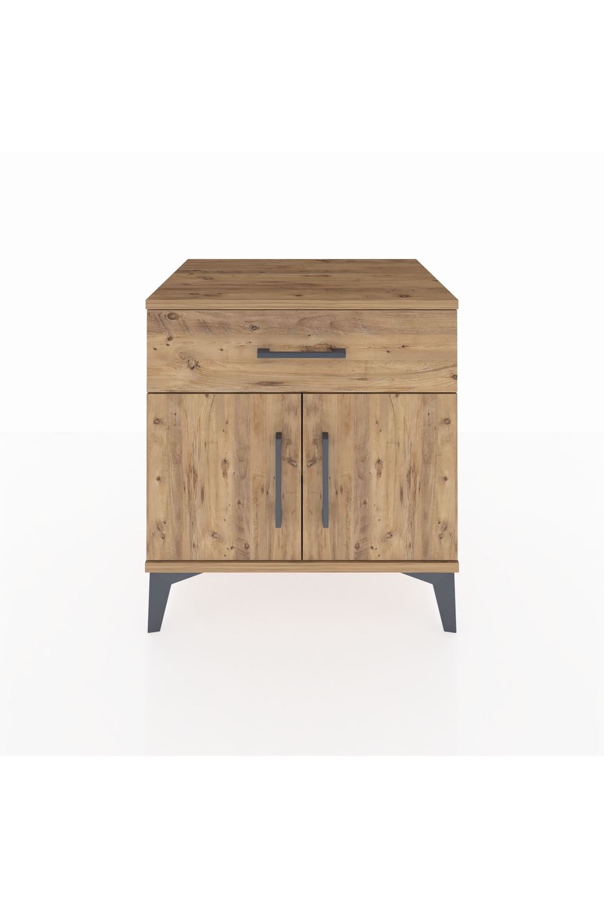 Hyperion Komodin Tek Raflı Tek Çekmeceli 2 Kapaklı 60x44x64 Çam-Çam