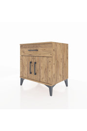 Hyperion Komodin Tek Raflı Tek Çekmeceli 2 Kapaklı 60x44x64 Çam-Çam