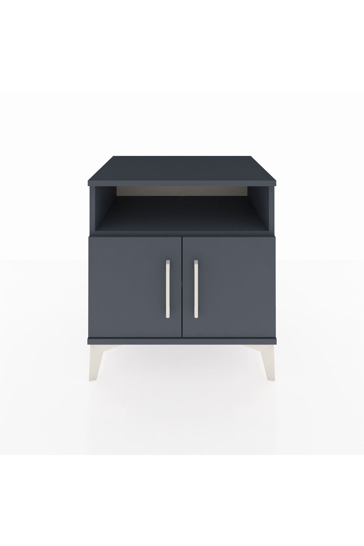 Hyperion Komodin 2 Raflı 2 Kapaklı 60x44x64 Antrasit-Antrasit