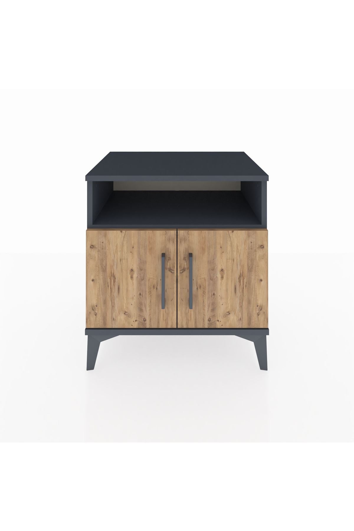 Hyperion Komodin 2 Raflı 2 Kapaklı 60x44x64 Antrasit-Çam