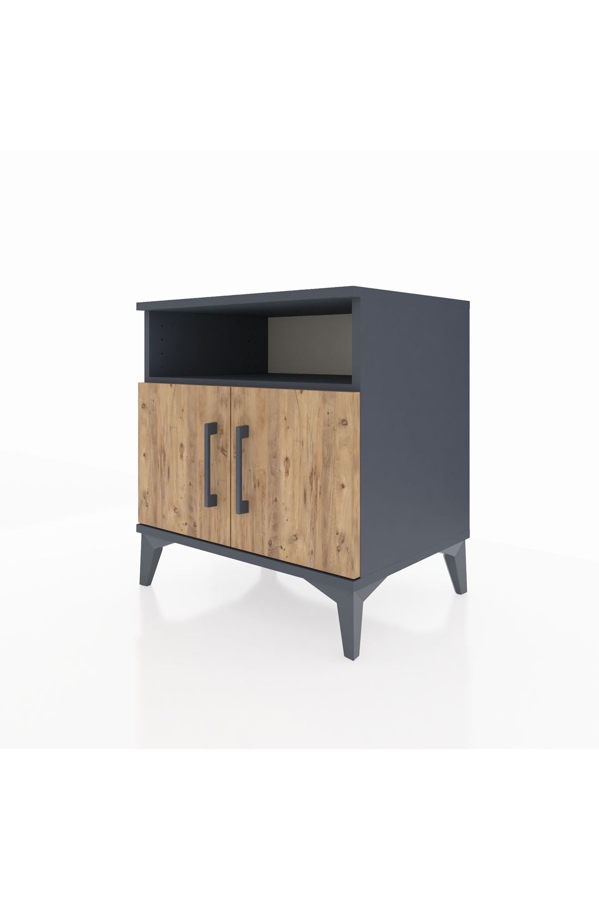 Hyperion Komodin 2 Raflı 2 Kapaklı 60x44x64 Antrasit-Çam