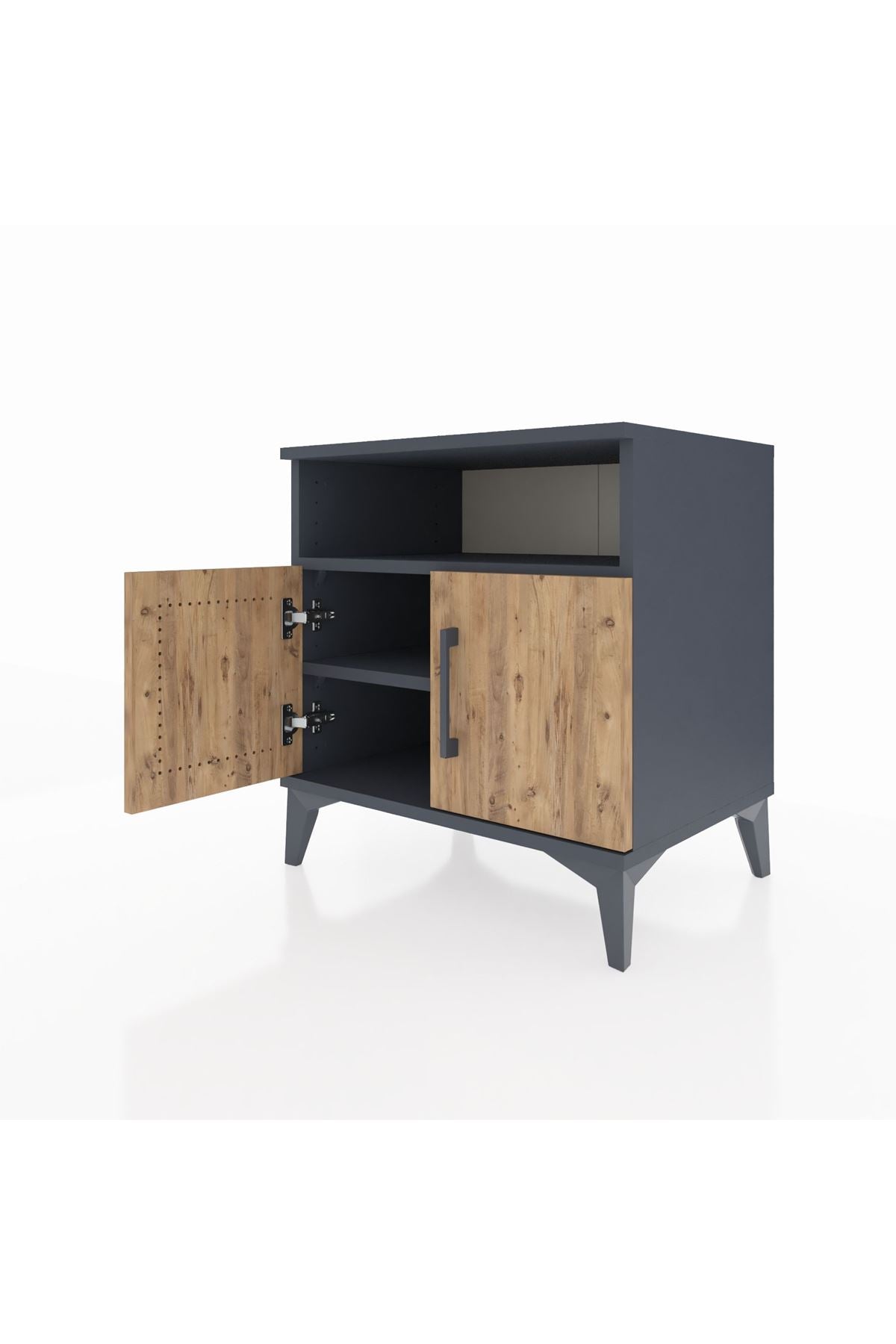 Hyperion Komodin 2 Raflı 2 Kapaklı 60x44x64 Antrasit-Çam