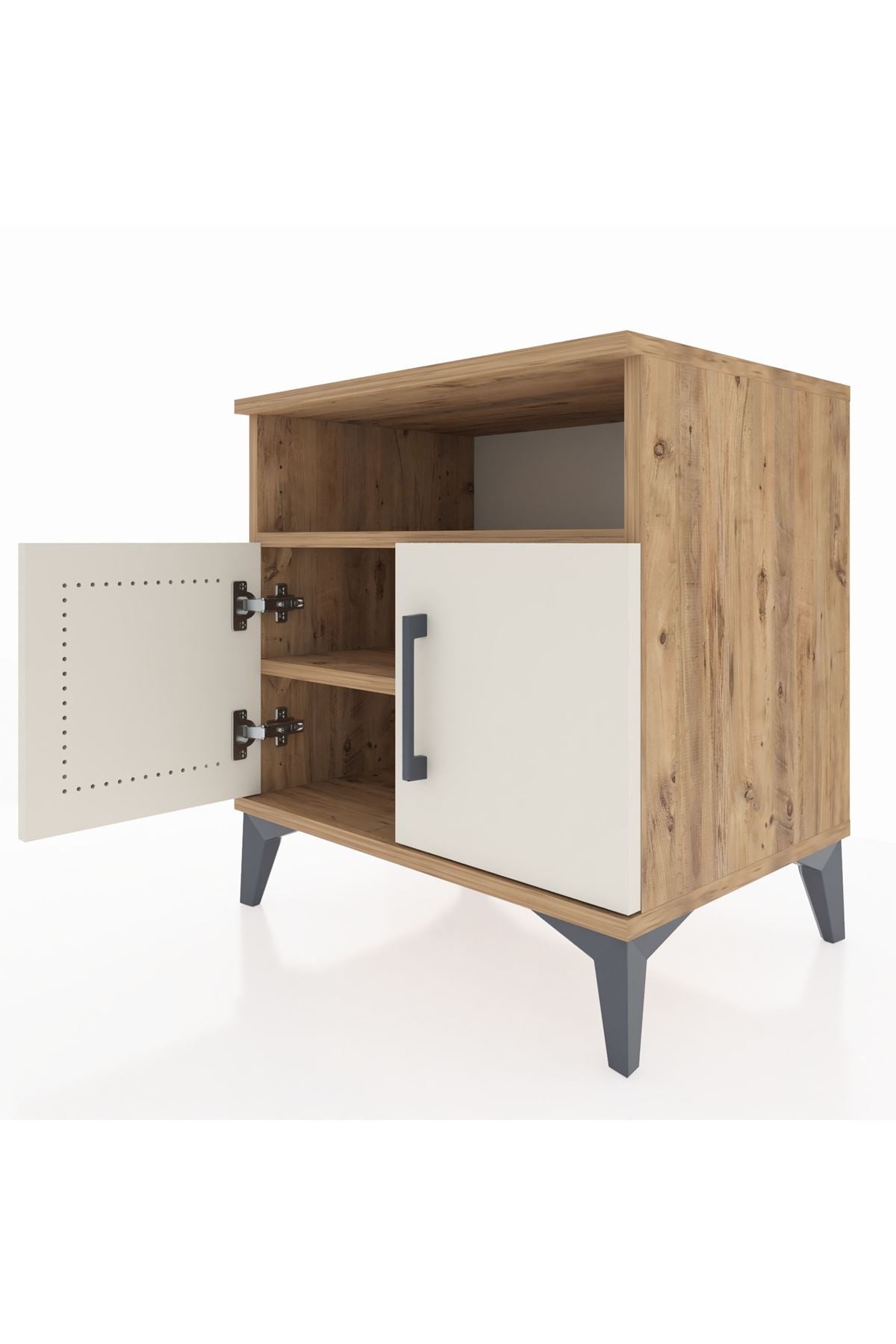 Hyperion Komodin 2 Raflı 2 Kapaklı 60x44x64 Çam-Aytaşı