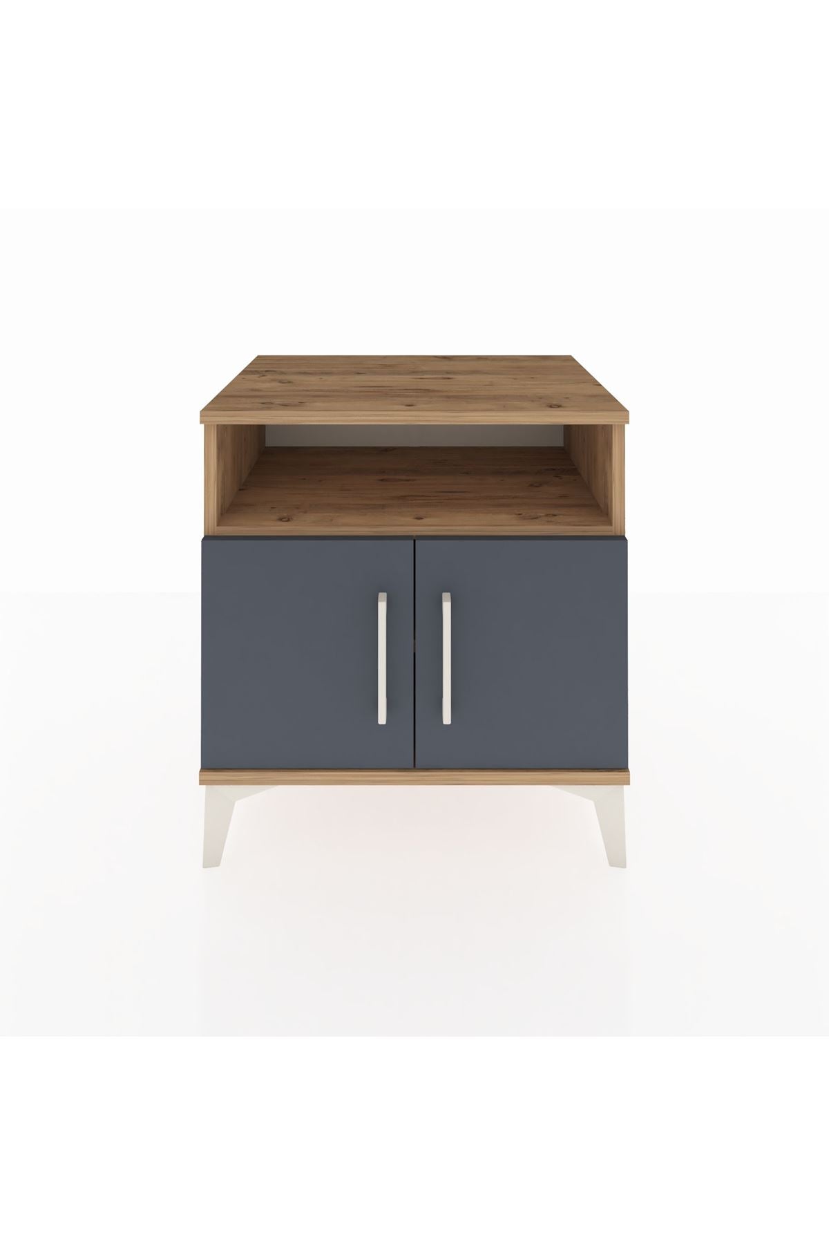 Hyperion Komodin 2 Raflı 2 Kapaklı 60x44x64 Çam-Antrasit