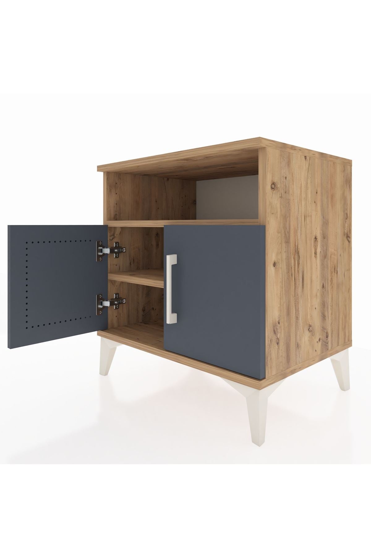 Hyperion Komodin 2 Raflı 2 Kapaklı 60x44x64 Çam-Antrasit