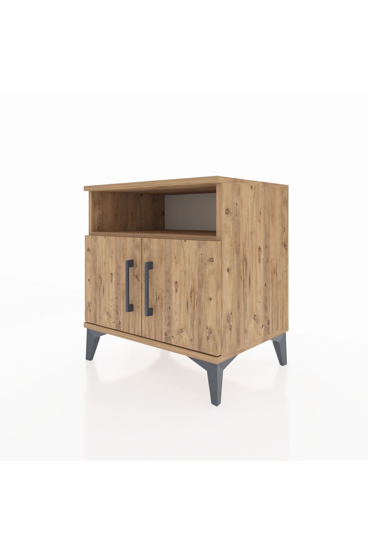 Hyperion Komodin 2 Raflı 2 Kapaklı 60x44x64 Çam-Çam