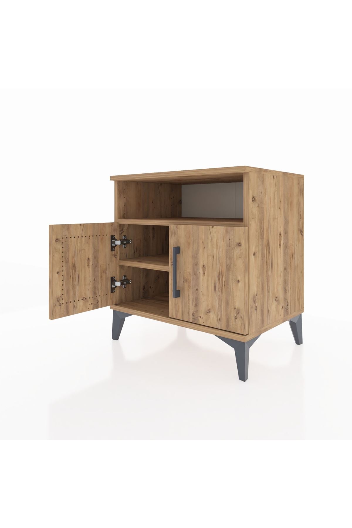 Hyperion Komodin 2 Raflı 2 Kapaklı 60x44x64 Çam-Çam