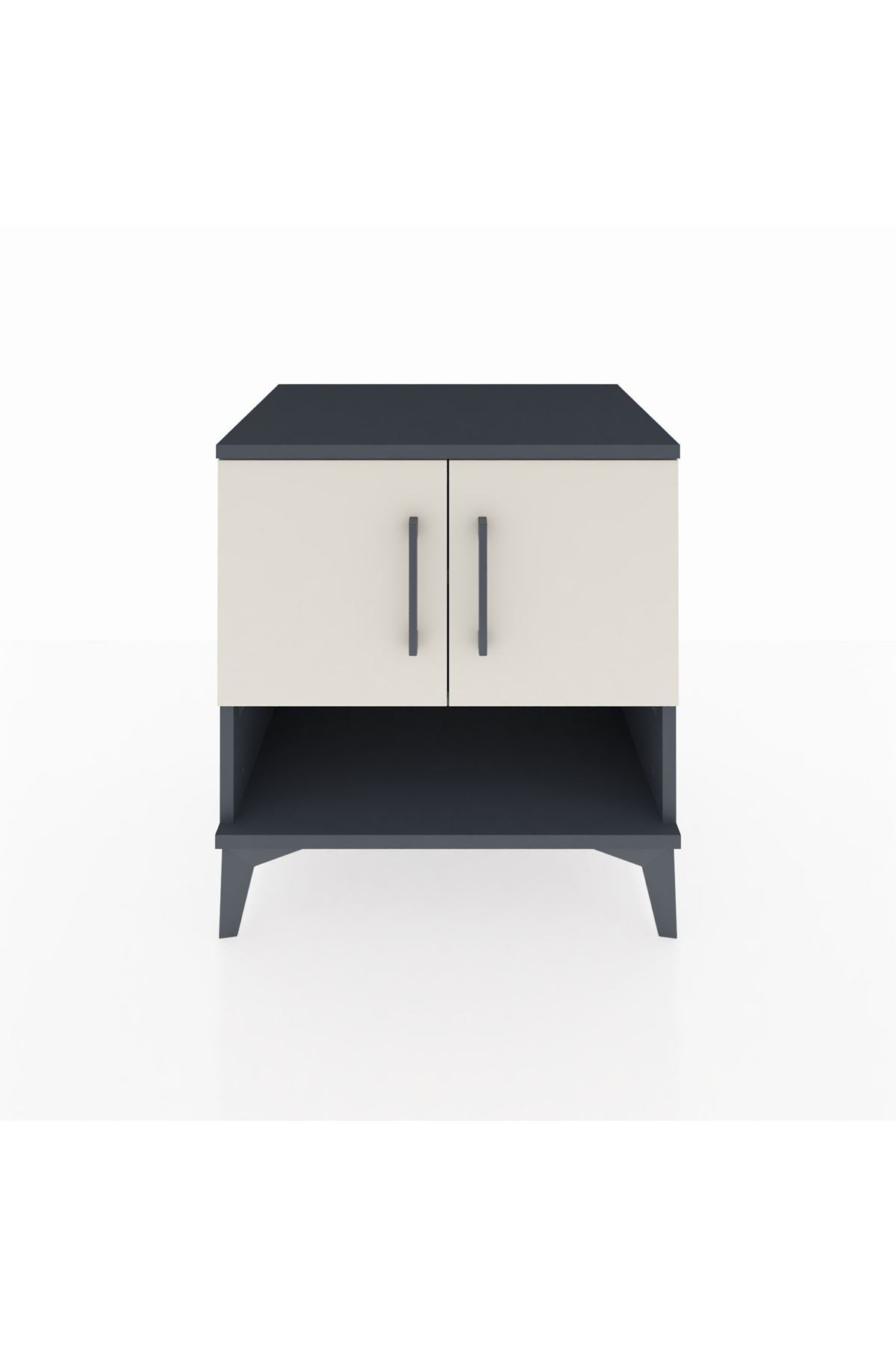 Hyperion Komodin 2 Raflı 2 Kapaklı 60x44x64 Antrasit-Aytaşı