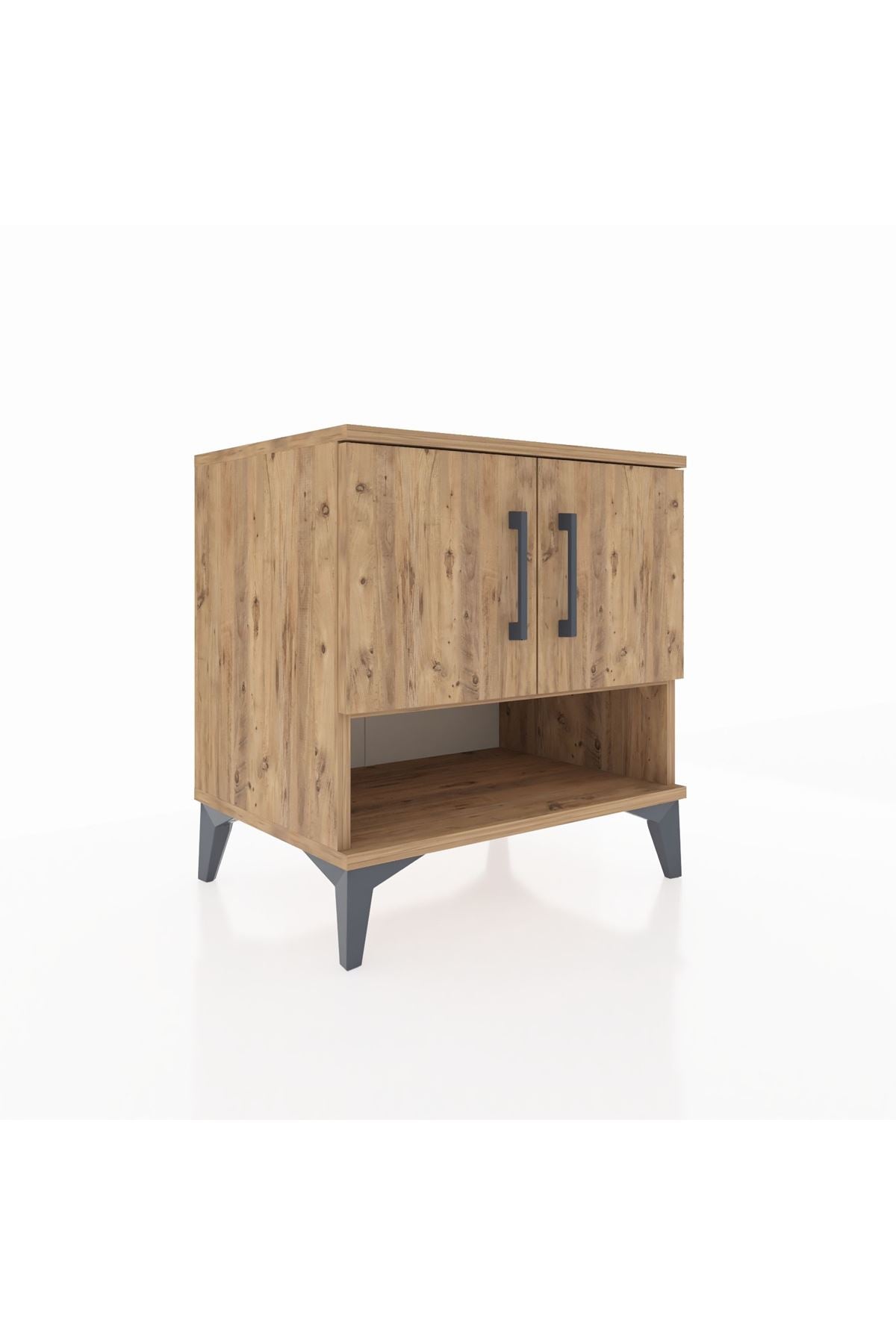 Hyperion Komodin 2 Raflı 2 Kapaklı 60x44x64 Çam-Çam