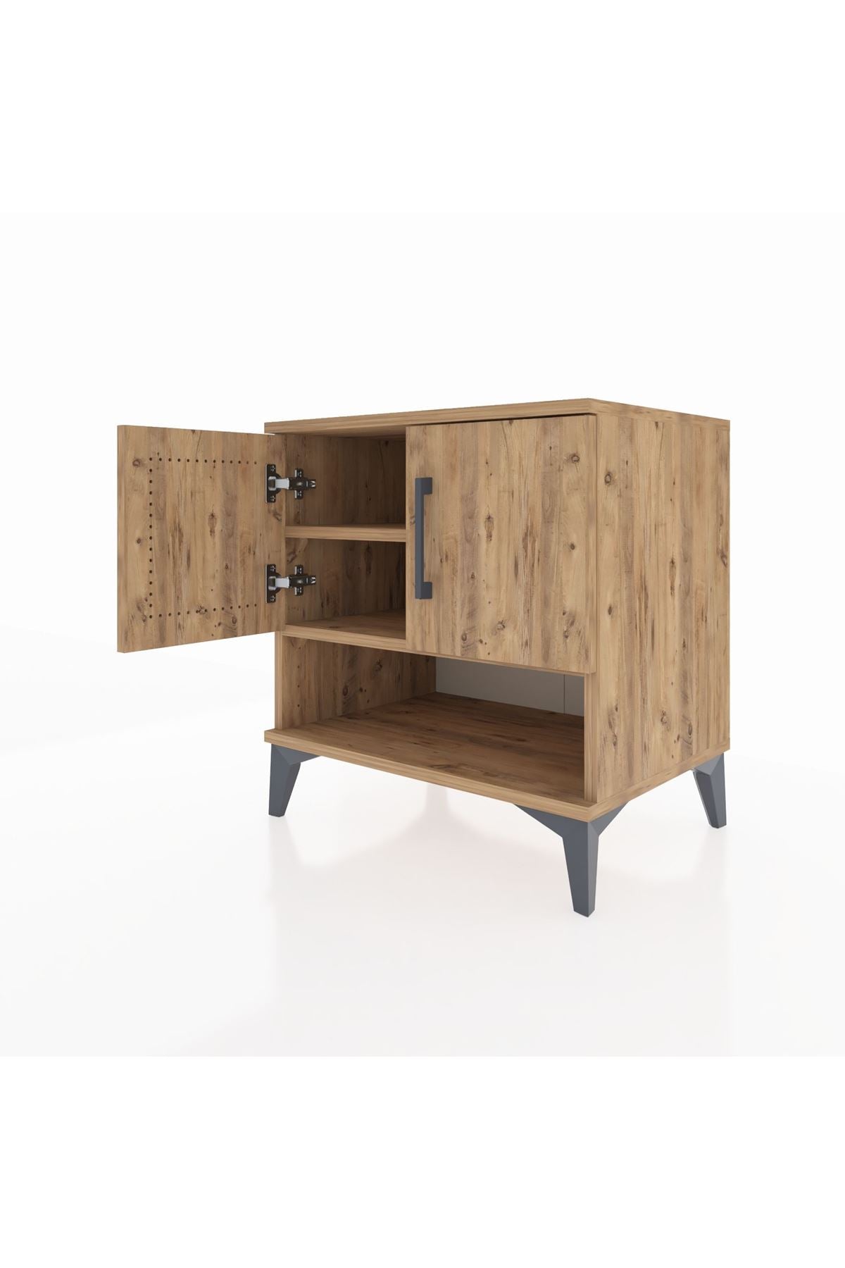 Hyperion Komodin 2 Raflı 2 Kapaklı 60x44x64 Çam-Çam