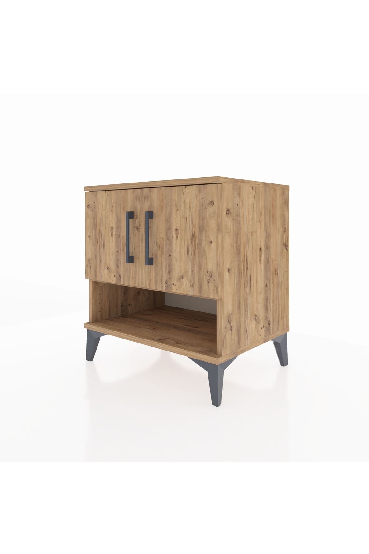 Hyperion Komodin 2 Raflı 2 Kapaklı 60x44x64 Çam-Çam